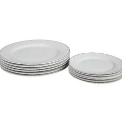 Service vaisselle 12 pièces blanc décor filet doré