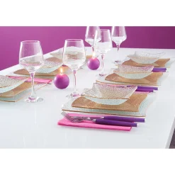 Service vaisselle doré transparent 18 pièces