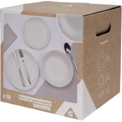 Service vaisselle porcelaine blanc 18 pièces