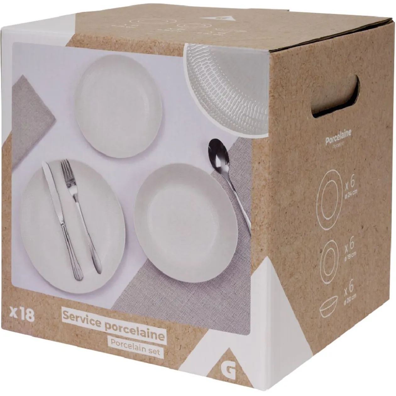 Service vaisselle porcelaine blanc 18 pièces