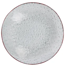 Service vaisselle rond en verre rouge transparent 18 pièces