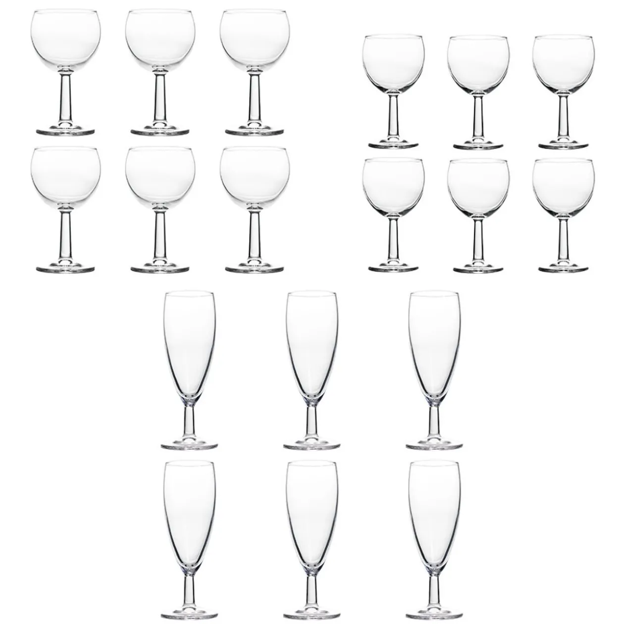 Service verre à pied ballon et flûte 18 pièces