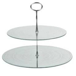 Serviteur 2 niveaux verre transparent pailleté
