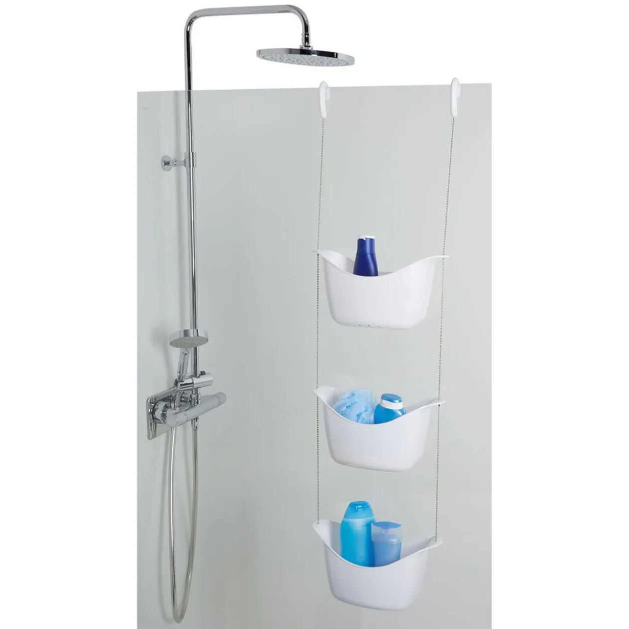 Serviteur de douche blanc 3 bacs