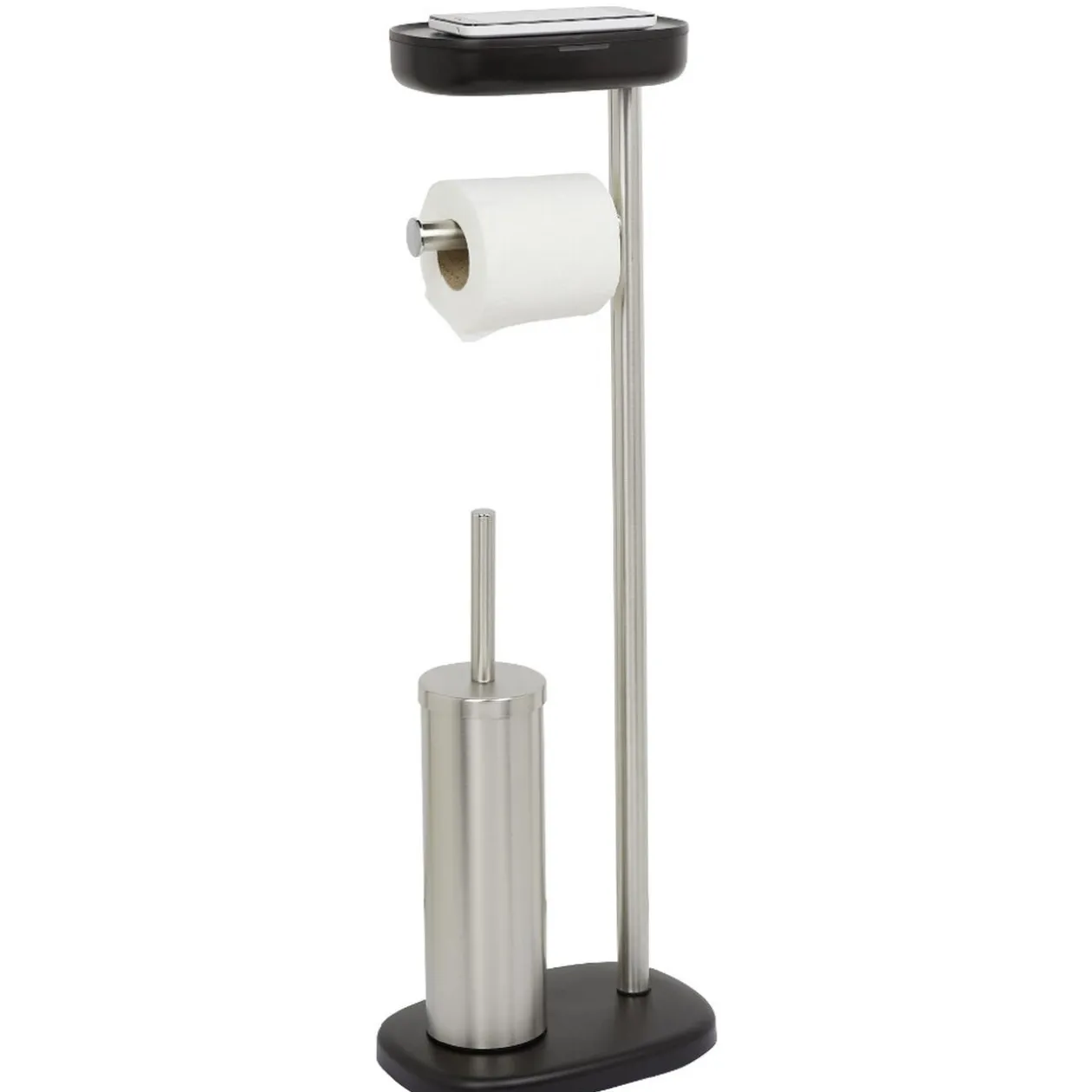 Serviteur WC 3 en 1 avec brosse dérouleur et support compartimenté