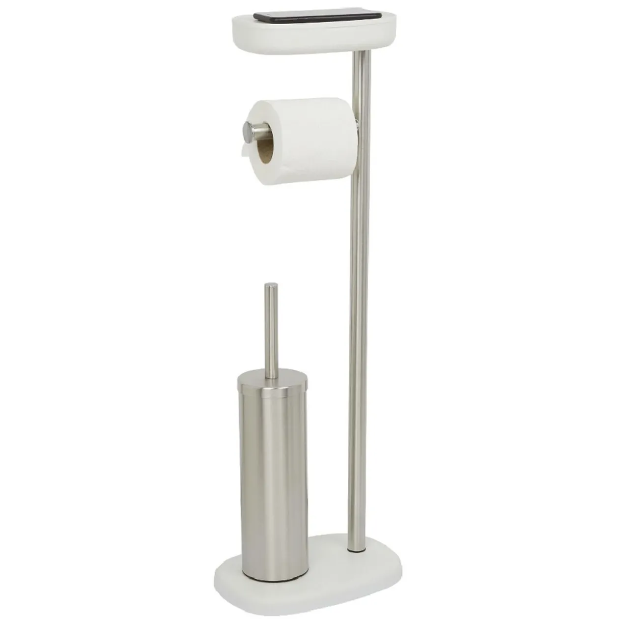 Serviteur WC 3 en 1 avec brosse dérouleur et support compartimenté