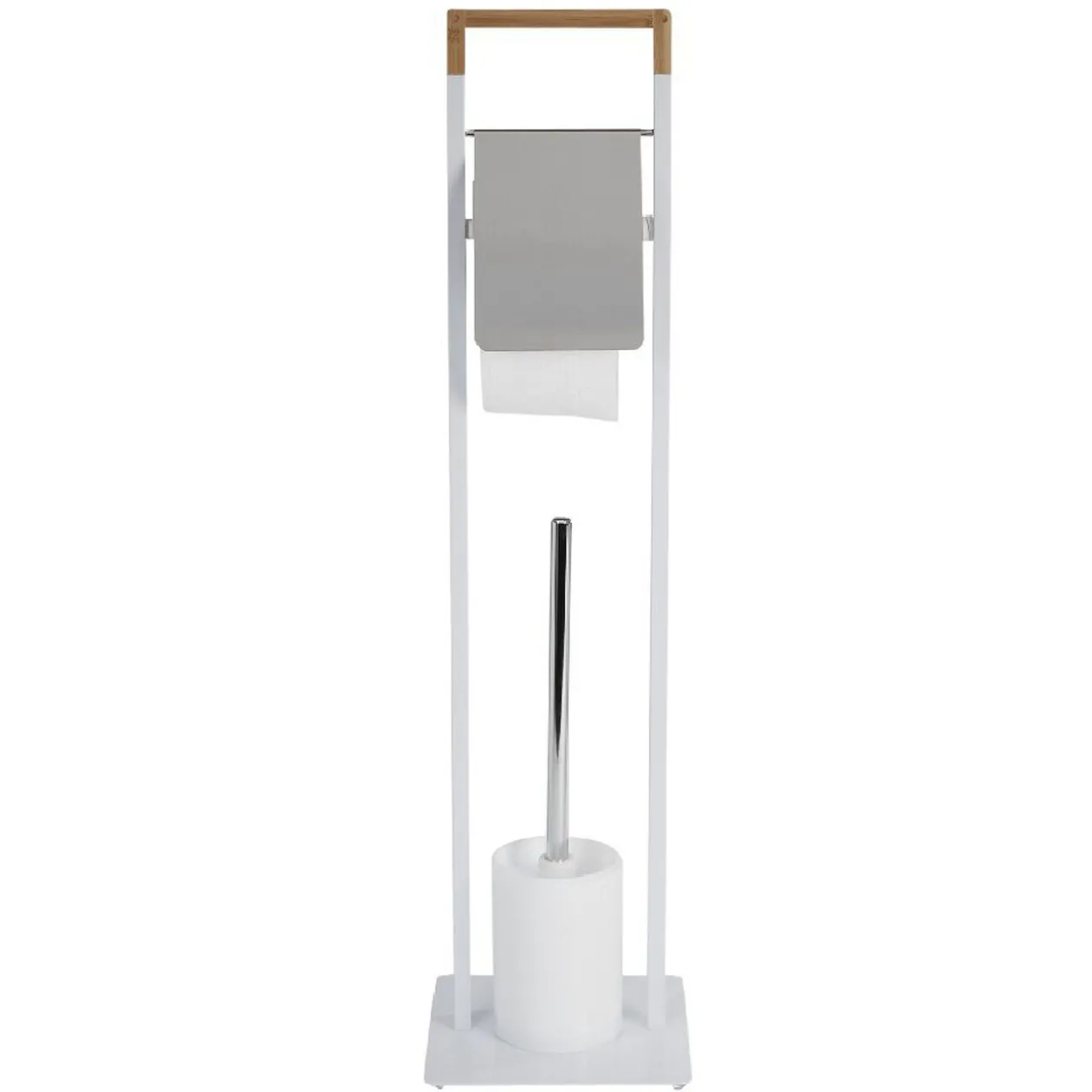 Serviteur WC blanc et couleur bois