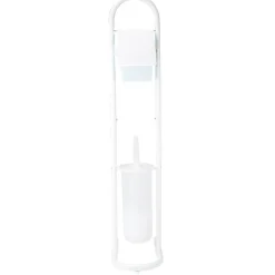 Serviteur WC blanc support papier et brosse