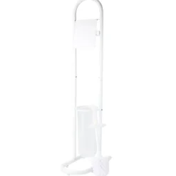 Serviteur WC blanc support papier et brosse