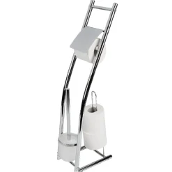 Serviteur WC métal gris avec brosse