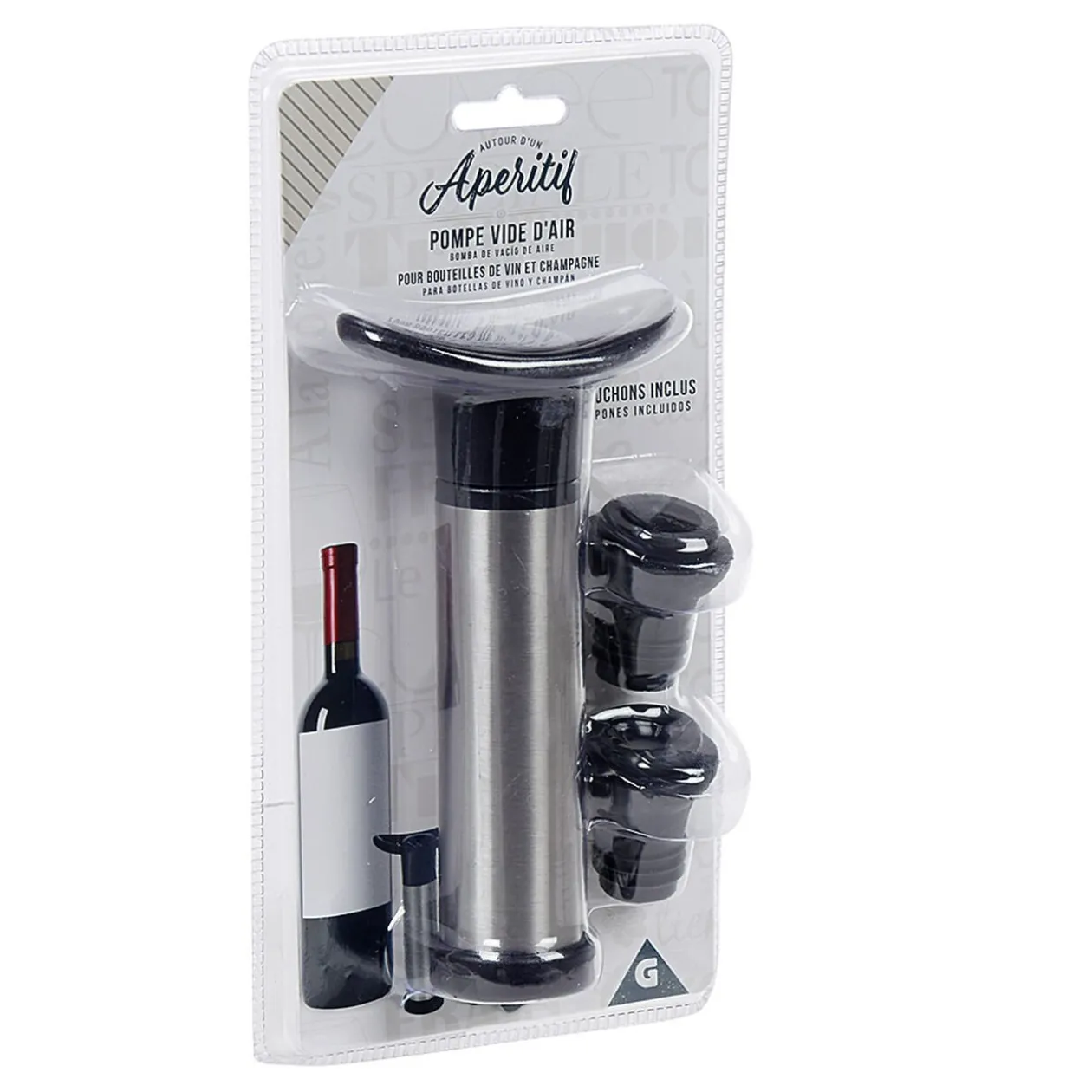 Set 1 pompe à vide + 2 bouchons à vin
