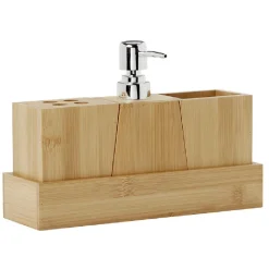 Set accessoires de salle de bain en bambou