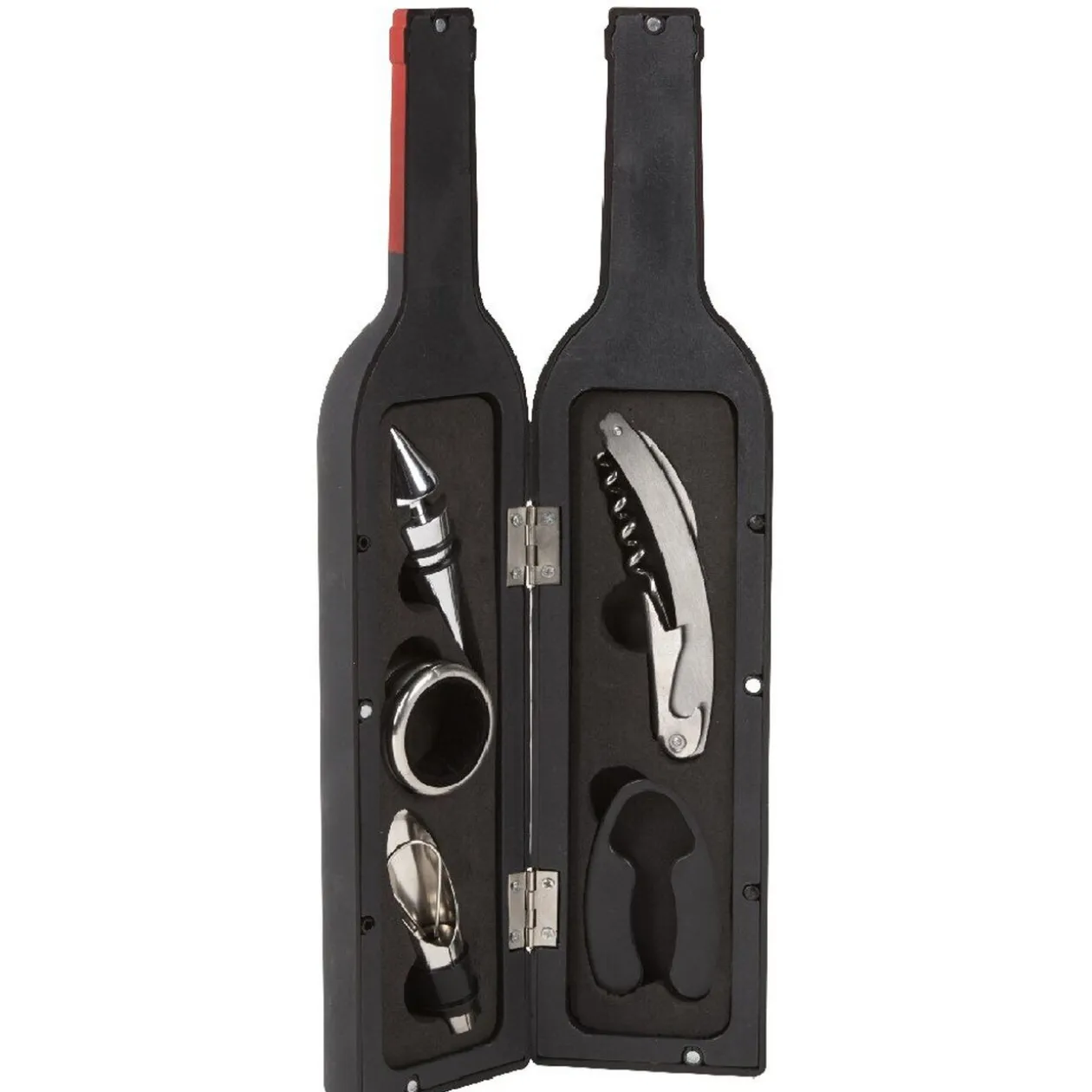 Set accessoires vin en forme de bouteille