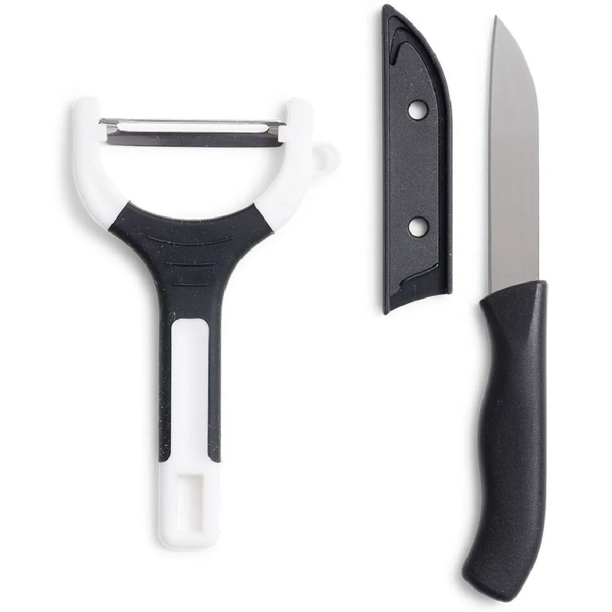 Set couteau et éplucheur inox et plastique - 3 modèles