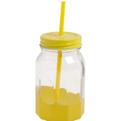 Set de 6 bocaux et pailles multicolores