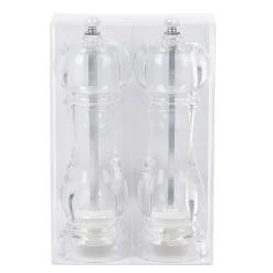 Set de 2 moulins poivre et sel gris transparent