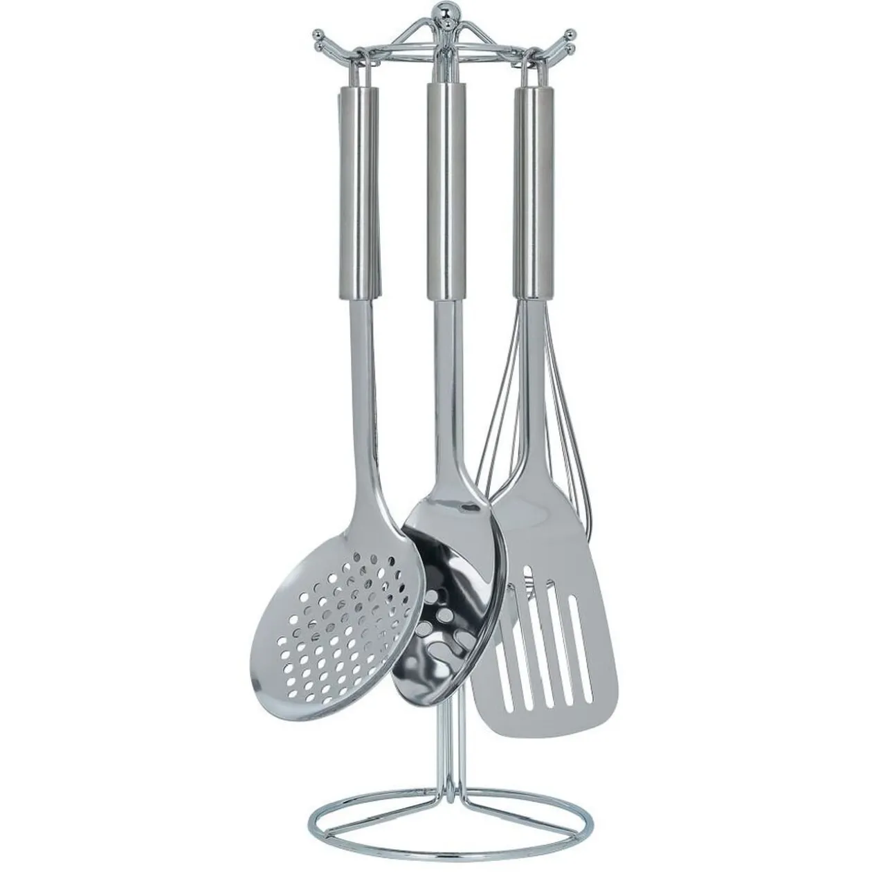 Set de 6 ustensiles de cuisine avec support inox gris Ø16xH40,5cm