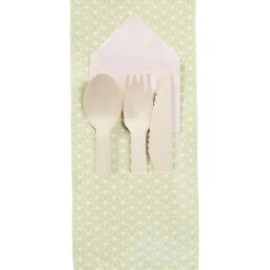 Set de couverts en bois dans pochon