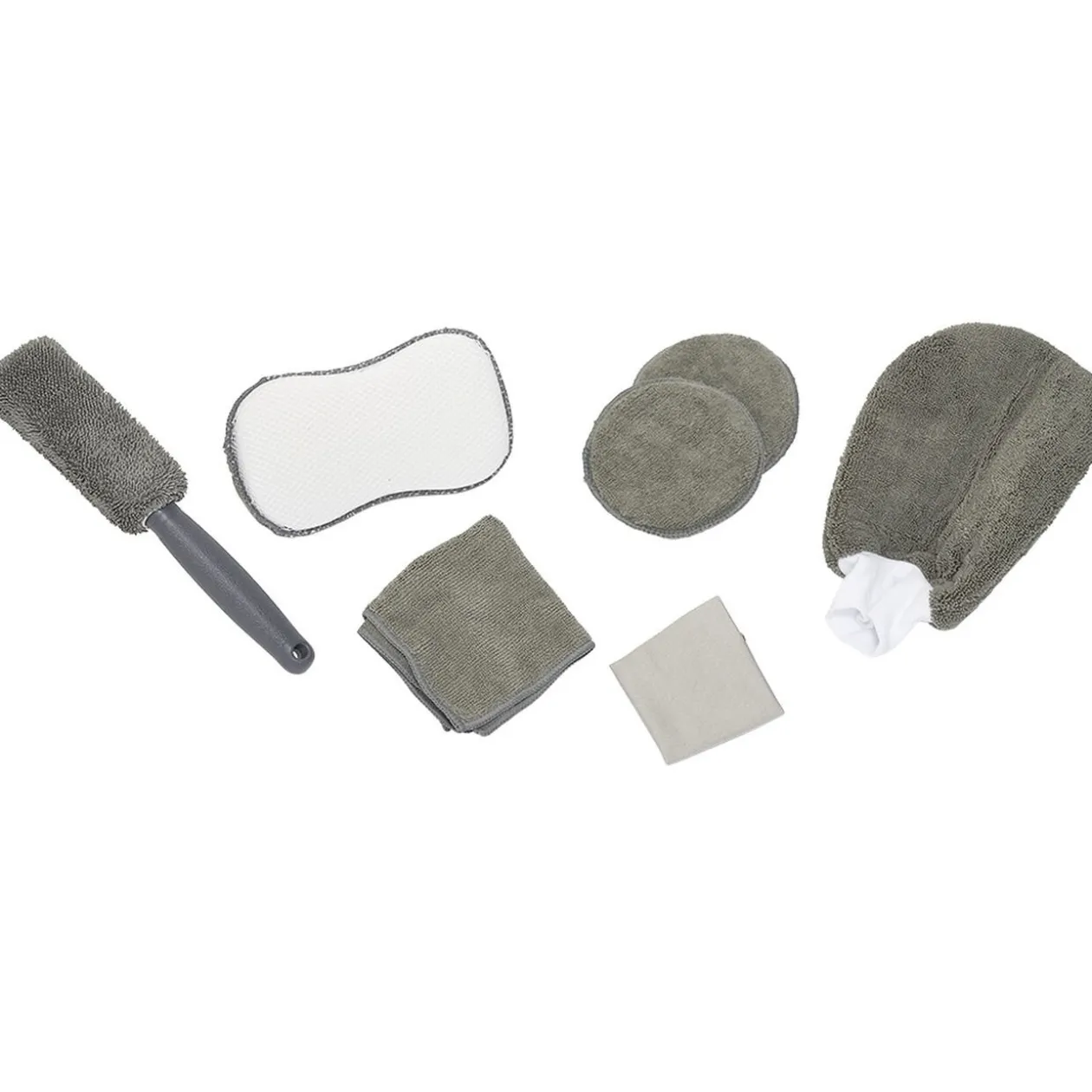 Set de nettoyage voiture microfibre gris