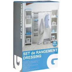 Set de rangement dressing gris et blanc