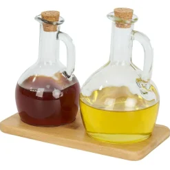 Set huilier et vinaigrier en verre et bouchon bambou
