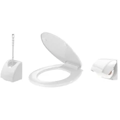 Set plastique pour toilettes abattant dérouleur papier brosse WC