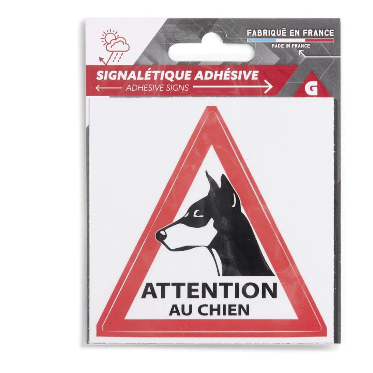 Signalétique adhésive "Attention au chien" - 8x8 cm