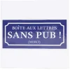 Signalétique adhésive "Boîte aux lettres sans pub" - Bleu, 8x8 cm