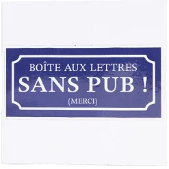 Signalétique adhésive "Boîte aux lettres sans pub" - Bleu, 8x8 cm