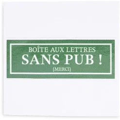 Signalétique adhésive "Boîte aux lettres sans pub" - Vert, 8x8 cm