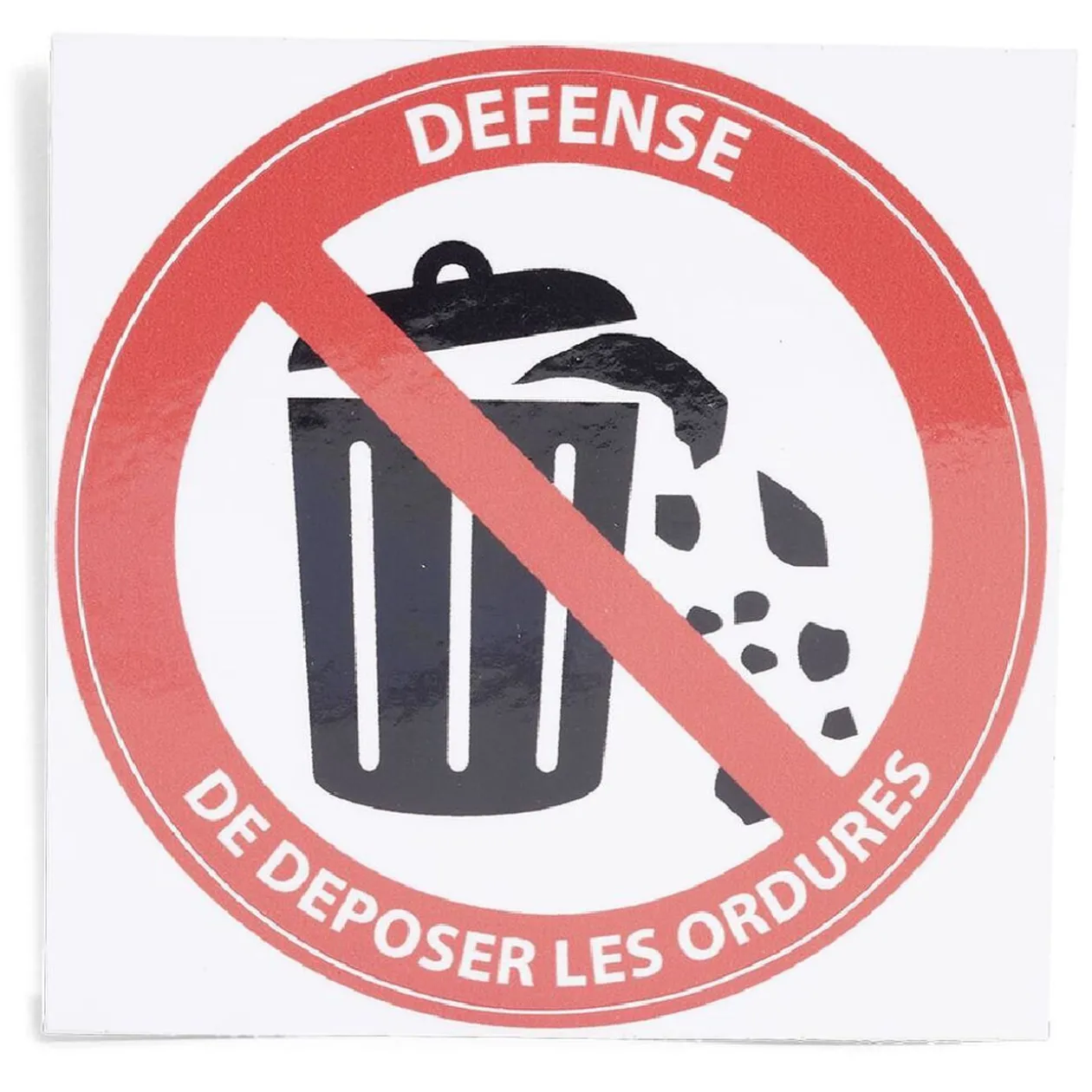 Signalétique adhésive "Défense de déposer les ordures" - 8x8 cm
