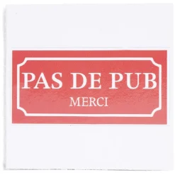 Signalétique adhésive "Pas de pub, merci" - 8x8 cm