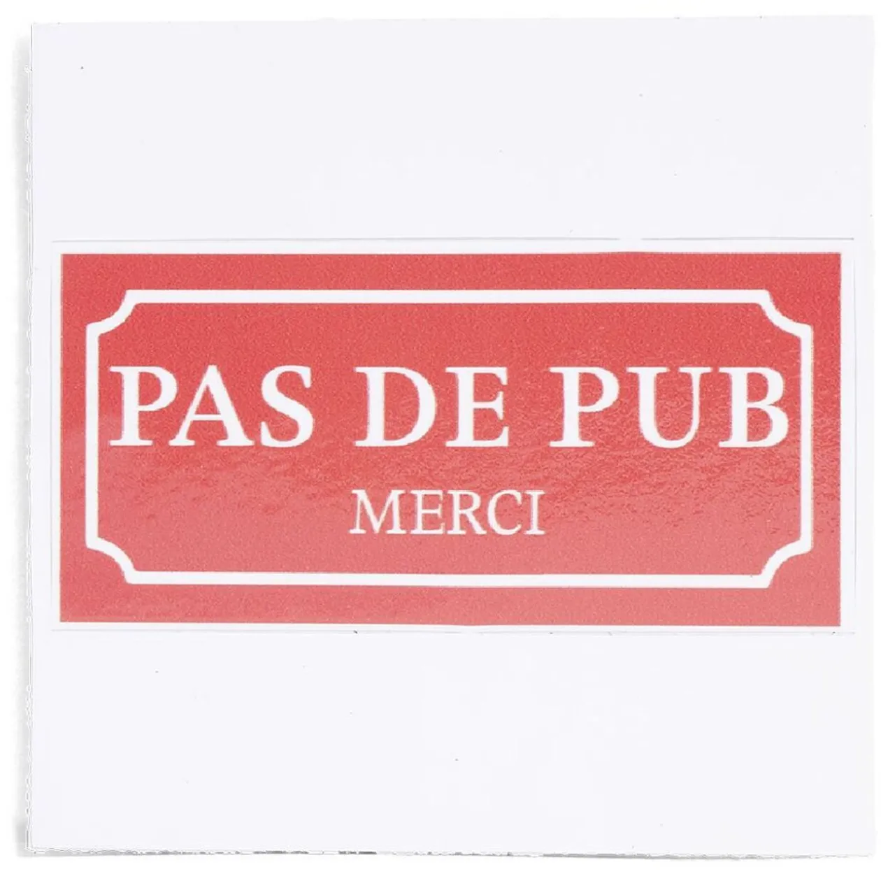 Signalétique adhésive "Pas de pub, merci" - 8x8 cm