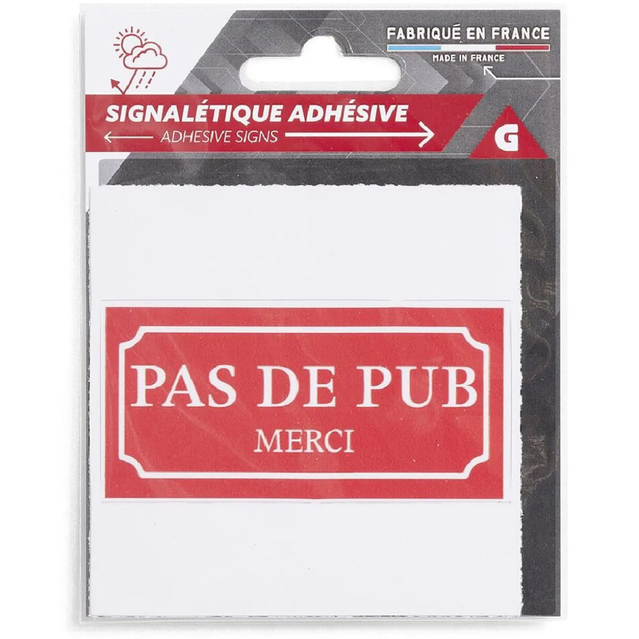 Signalétique adhésive "Pas de pub, merci" - 8x8 cm