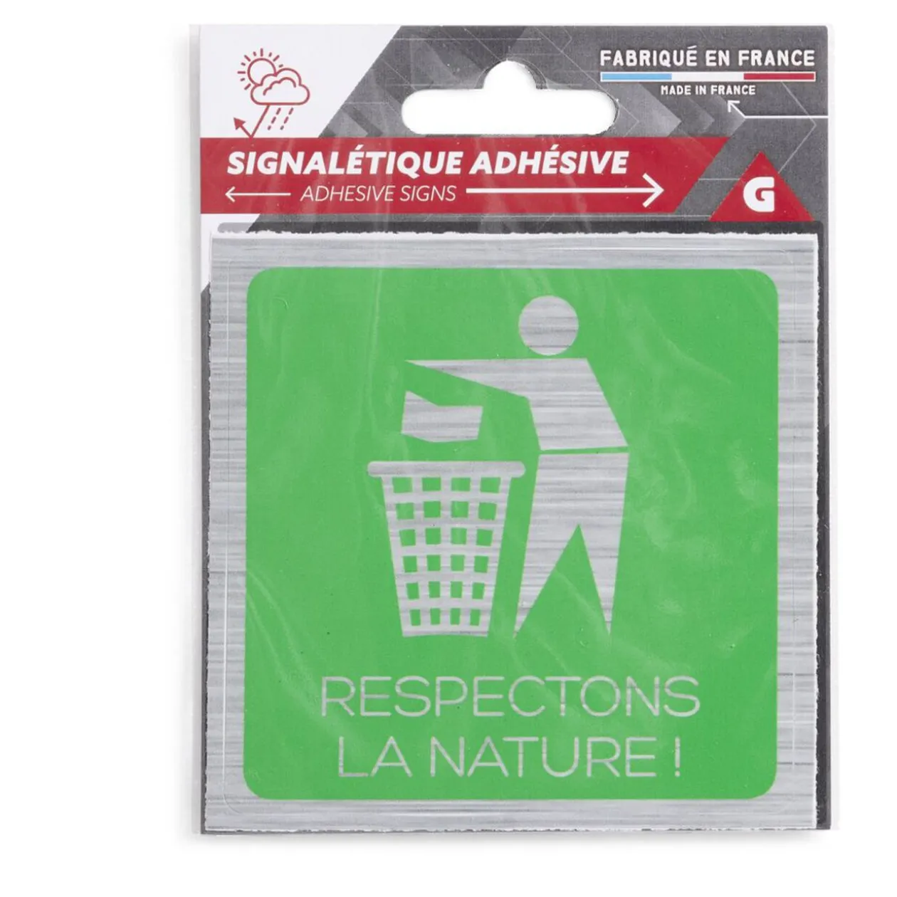 Signalétique adhésive "Respectons la nature" - 8x8 cm