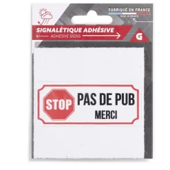 Signalétique adhésive "Stop, pas de pub" - 8x8 cm