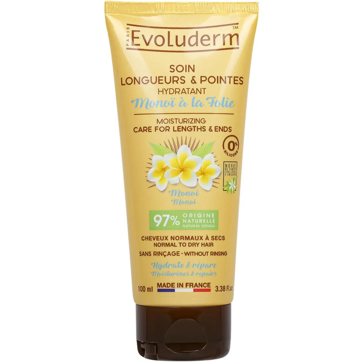 Soin cheveux longueurs et pointes Evoluderm monoï 100ml