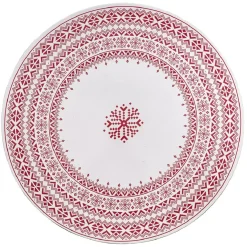 Sous assiette en plastique blanc motif Noël flocons rouge