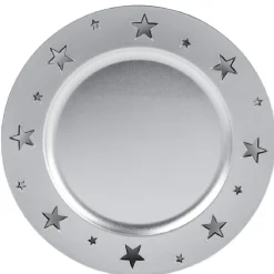 Sous assiette plastique argenté motif étoiles