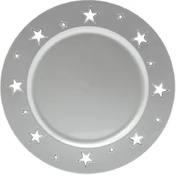 Sous assiette plastique motif étoile argenté