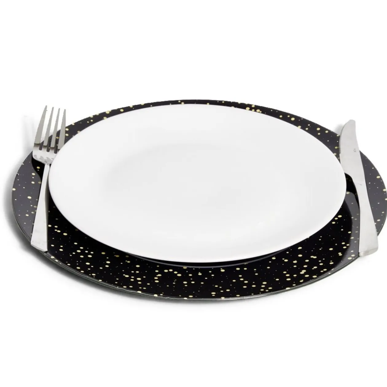 Sous assiette ronde noir et doré Ø33cm