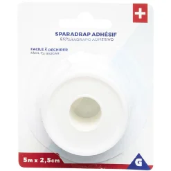 Sparadrap adhésif en coton L500x2,5cm blanc