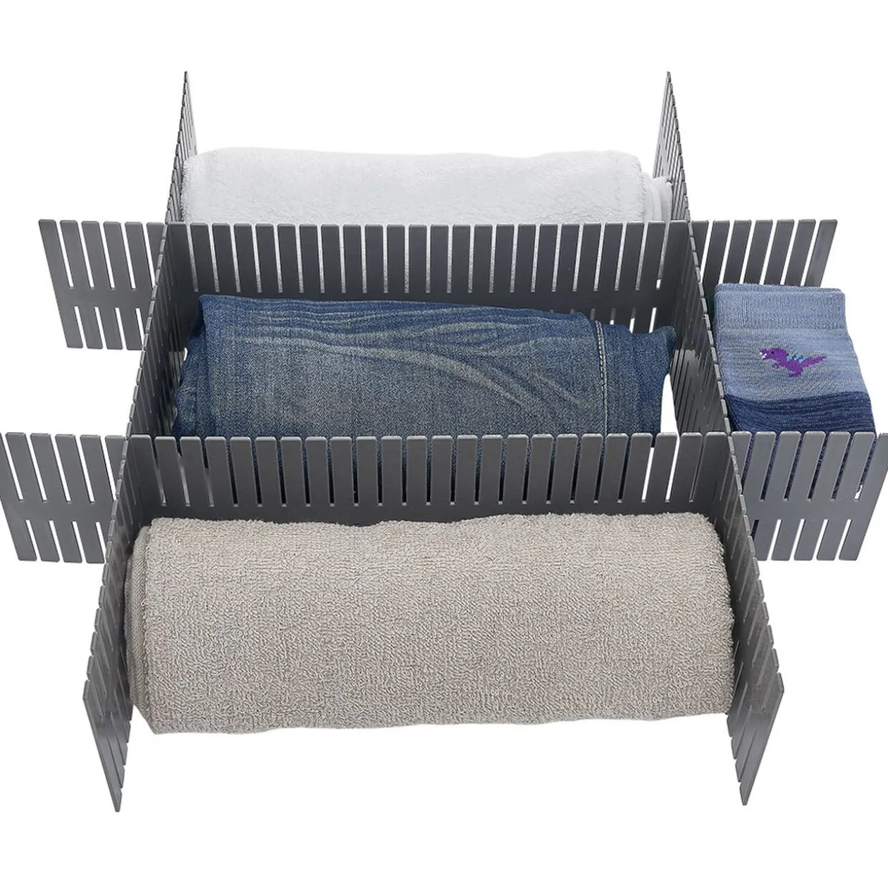 Séparateur de tiroir plastique gris modulable L44xH10cm