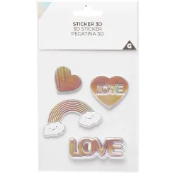 Sticker 3D arc-en-ciel coeur