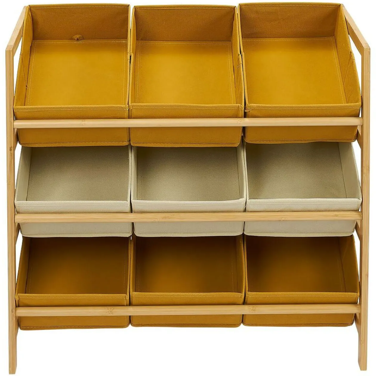 Structure bambou avec 9 panières de rangement polyester 65xH60x27cm