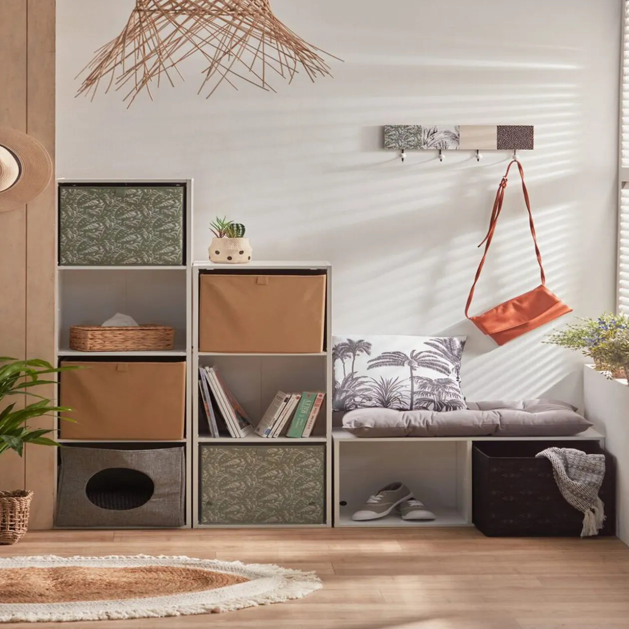 Structure Box Cube 3 cases 35x30x103cm bois blanc