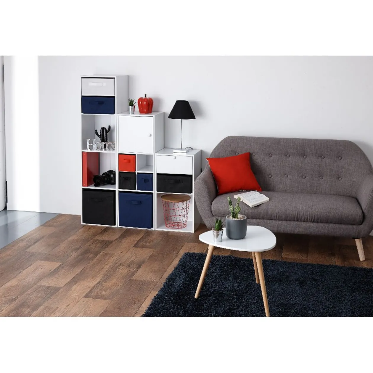 Structure Box Cube 3 cases 35x30x103cm bois blanc