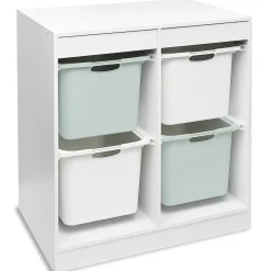 Structure de rangement carrée pour 4 bacs coulissants