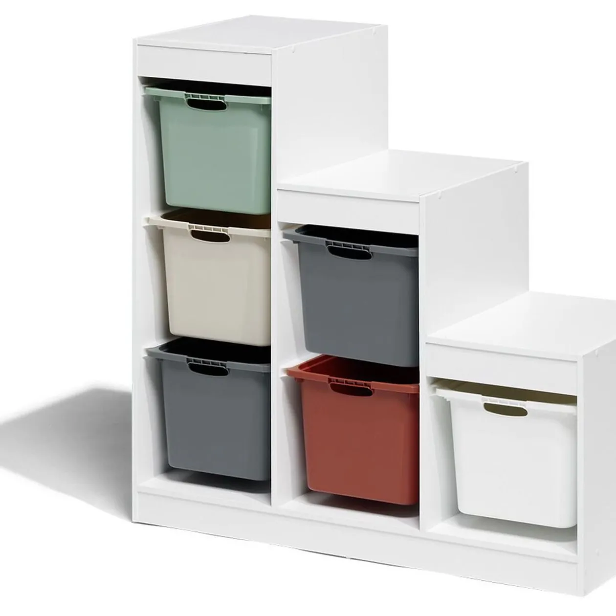 Structure pour bac de rangement 6 cases bois blanc