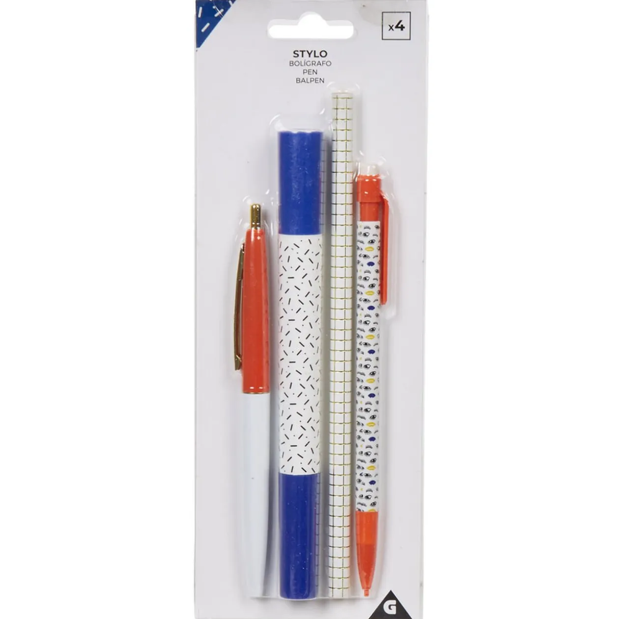 Stylo moucheté gamme Yes blanc rouge bleu x4